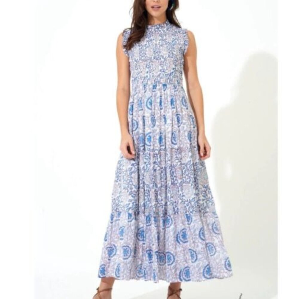 $298 NWT Oliphant Maltra Blue Maxi Dress Size XXS
